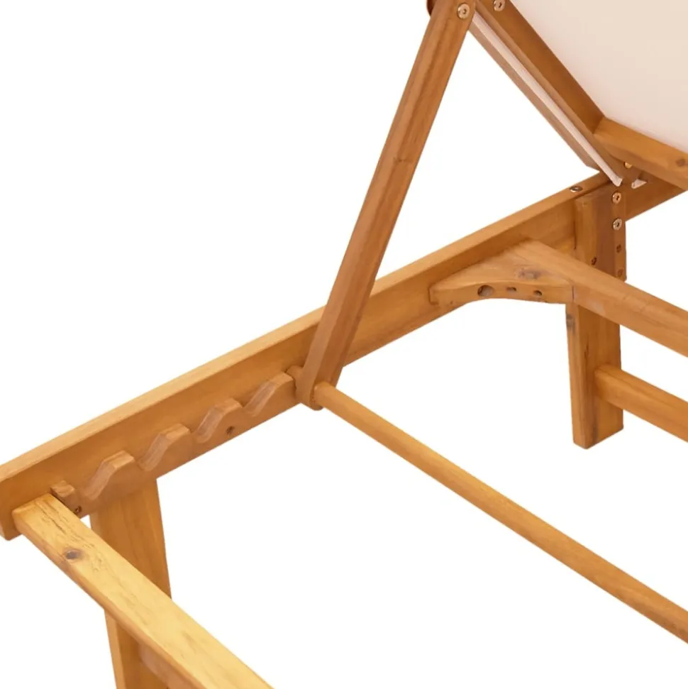 MAISON EXCLUSIVE - Chaise longue et table crème bois d'acacia solide et textilène