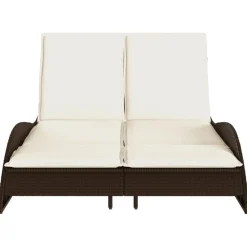 MAISON EXCLUSIVE - Chaise longue avec coussins marron 114x205x73 cm résine tressée