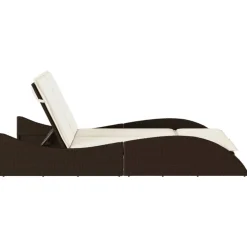 MAISON EXCLUSIVE - Chaise longue avec coussins marron 114x205x73 cm résine tressée