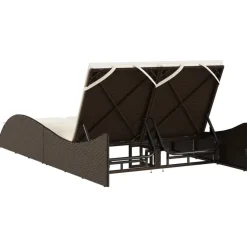 MAISON EXCLUSIVE - Chaise longue avec coussins marron 114x205x73 cm résine tressée