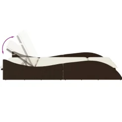 MAISON EXCLUSIVE - Chaise longue avec coussins marron 114x205x73 cm résine tressée