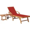 MAISON EXCLUSIVE - Chaise longue avec table et coussin bois de teck solide