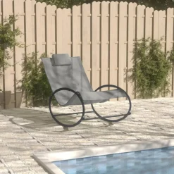 MAISON EXCLUSIVE - Chaise longue avec oreiller acier et textilène gris