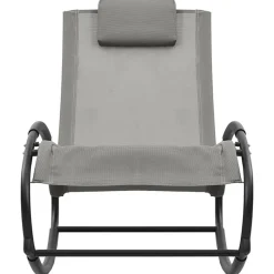 MAISON EXCLUSIVE - Chaise longue avec oreiller acier et textilène gris