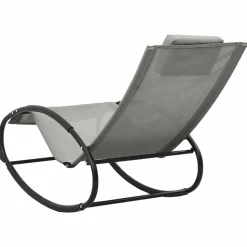 MAISON EXCLUSIVE - Chaise longue avec oreiller acier et textilène gris