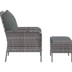 MAISON EXCLUSIVE - Chaise de jardin avec tabouret gris résine tressée