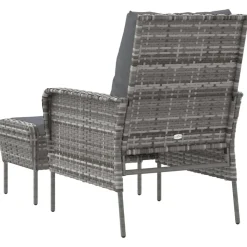 MAISON EXCLUSIVE - Chaise de jardin avec tabouret gris résine tressée