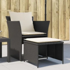 MAISON EXCLUSIVE - Chaise de jardin avec tabouret noir résine tressée