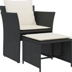 MAISON EXCLUSIVE - Chaise de jardin avec tabouret noir résine tressée