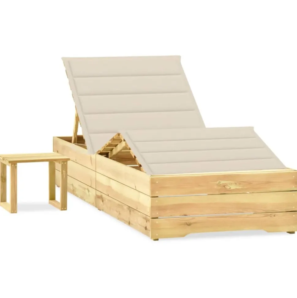 MAISON EXCLUSIVE - Chaise longue de jardin avec table et coussin pin imprégné