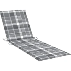 MAISON EXCLUSIVE - Chaise longue avec coussin carreaux gris bois de pin imprégné