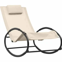MAISON EXCLUSIVE - Chaise longue avec oreiller acier et textilène crème