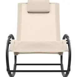 MAISON EXCLUSIVE - Chaise longue avec oreiller acier et textilène crème