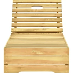 MAISON EXCLUSIVE - Chaise longue avec coussin carreaux gris bois de pin imprégné