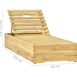 MAISON EXCLUSIVE - Chaise longue avec coussin carreaux gris bois de pin imprégné