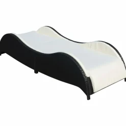 MAISON EXCLUSIVE - Chaise longue avec coussin résine tressée noir