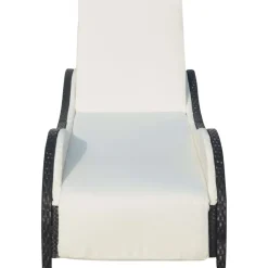 MAISON EXCLUSIVE - Chaise longue avec coussin résine tressée noir