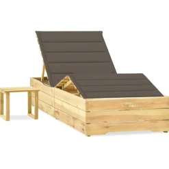 MAISON EXCLUSIVE - Chaise longue de jardin avec table et coussin pin imprégné