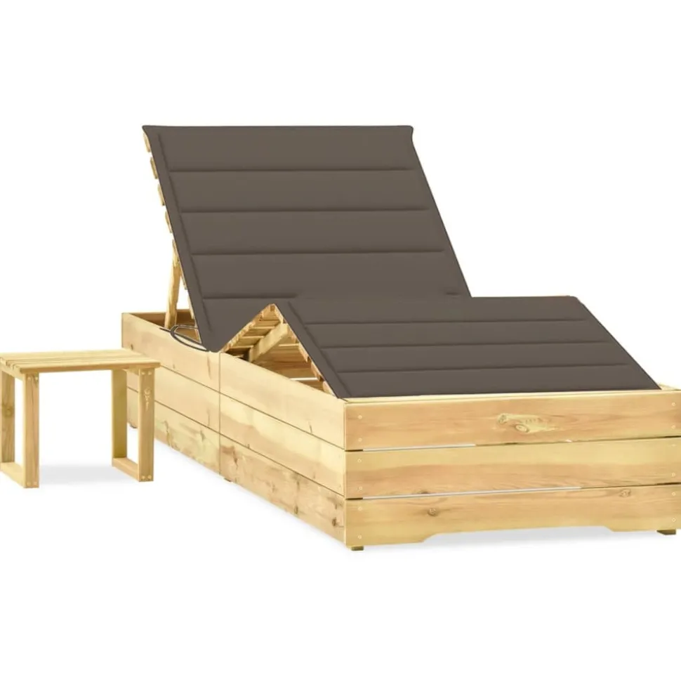 MAISON EXCLUSIVE - Chaise longue de jardin avec table et coussin pin imprégné