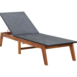 MAISON EXCLUSIVE - Chaise longue et coussin résine tressée et bois d'acacia massif