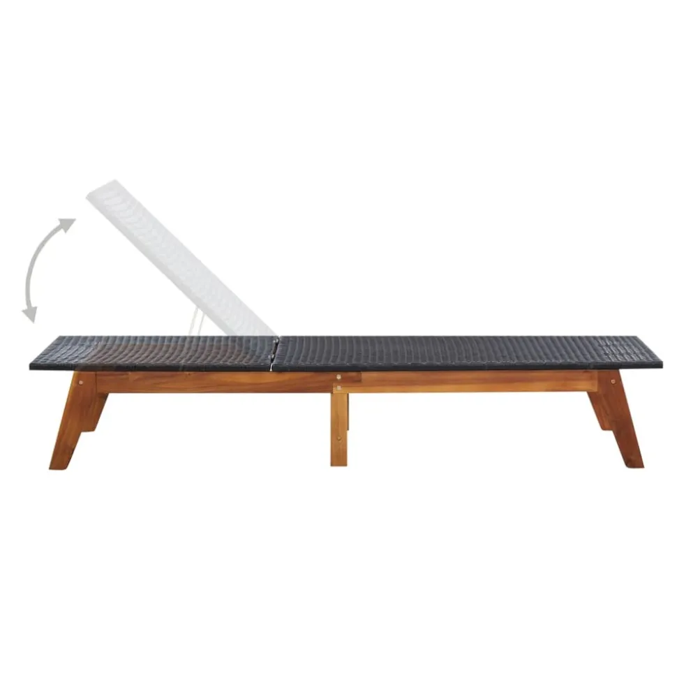 MAISON EXCLUSIVE - Chaise longue et coussin résine tressée et bois d'acacia massif
