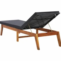 MAISON EXCLUSIVE - Chaise longue et coussin résine tressée et bois d'acacia massif
