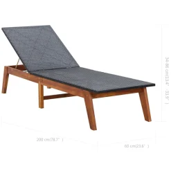 MAISON EXCLUSIVE - Chaise longue et coussin résine tressée et bois d'acacia massif