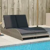 MAISON EXCLUSIVE - Chaise longue avec coussins gris 114x205x73 cm résine tressée