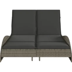 MAISON EXCLUSIVE - Chaise longue avec coussins gris 114x205x73 cm résine tressée