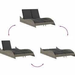 MAISON EXCLUSIVE - Chaise longue avec coussins gris 114x205x73 cm résine tressée