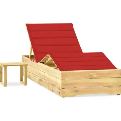 MAISON EXCLUSIVE - Chaise longue de jardin avec table et coussin pin imprégné