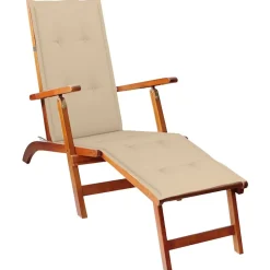 MAISON EXCLUSIVE - Chaise longue d'extérieur repose-pied et coussin acacia solide