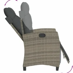 MAISON EXCLUSIVE - Chaise inclinable de jardin et repose-pied gris résine tressée