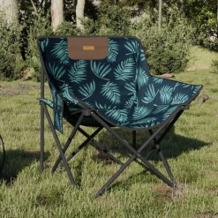 MAISON EXCLUSIVE - Chaise de camping avec poche pliable lot de 2 motif de feuille