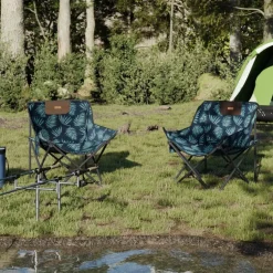 MAISON EXCLUSIVE - Chaise de camping avec poche pliable lot de 2 motif de feuille