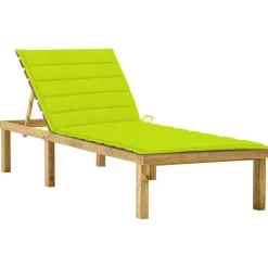 MAISON EXCLUSIVE - Chaise longue avec coussin vert vif bois de pin imprégné