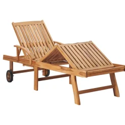 MAISON EXCLUSIVE - Chaise longue avec coussin à carreaux rouge bois de teck solide