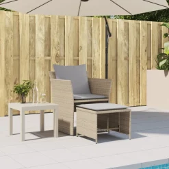 MAISON EXCLUSIVE - Chaise de jardin avec tabouret beige résine tressée