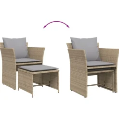 MAISON EXCLUSIVE - Chaise de jardin avec tabouret beige résine tressée