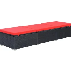 MAISON EXCLUSIVE - Chaise longue avec coussin résine tressée noir