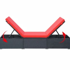 MAISON EXCLUSIVE - Chaise longue avec coussin résine tressée noir