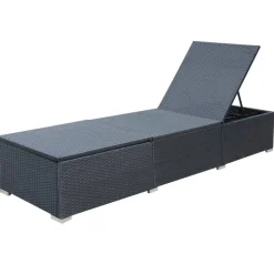 MAISON EXCLUSIVE - Chaise longue avec coussin résine tressée noir