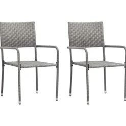 MAISON EXCLUSIVE - Chaise à dîner de jardin empilable lot de 2 gris résine tressée