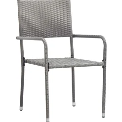 MAISON EXCLUSIVE - Chaise à dîner de jardin empilable lot de 2 gris résine tressée