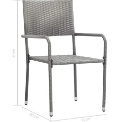 MAISON EXCLUSIVE - Chaise à dîner de jardin empilable lot de 2 gris résine tressée