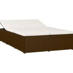 MAISON EXCLUSIVE - Chaise longue convertible avec coussin résine tressée marron