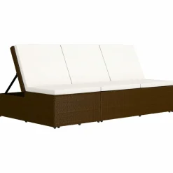 MAISON EXCLUSIVE - Chaise longue convertible avec coussin résine tressée marron
