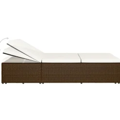 MAISON EXCLUSIVE - Chaise longue convertible avec coussin résine tressée marron