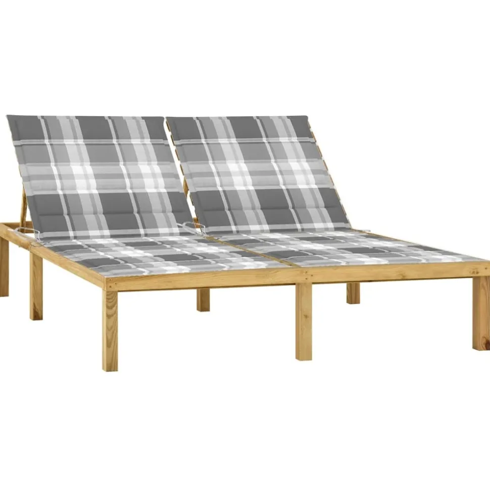 MAISON EXCLUSIVE - Chaise longue double avec coussins bois de pin imprégné