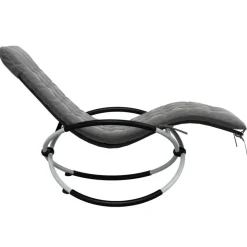 MAISON EXCLUSIVE - Chaise longue géométrique avec coussin noir et gris acier